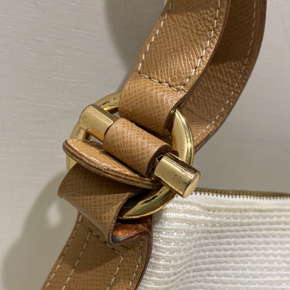 ERIC JAVITS Cream Woven/ Brown Leather Shoulder Bag - Picture 6 of 10